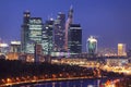 New skyscrapers business center in Moscow at night,