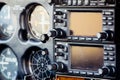 Small Airplane instrument panel in flight Royalty Free Stock Photo