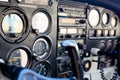 Small Airplane instrument panel in flight Royalty Free Stock Photo