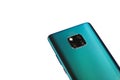 New smartphone from Huawei-Mate 20 Pro, Emerald Green, isolated on white background. Royalty Free Stock Photo