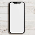 New smartphone similar to iphone X on white wood table 3d illustration