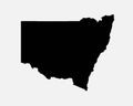 New South Wales Australia Map Black Silhouette. NSW, Australian State Shape Geography Atlas Border Boundary. Black Map Isolated on