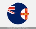 New South Wales Australia Round Circle Flag. NSW Australian State Circular Button Banner Icon. EPS Vector Royalty Free Stock Photo