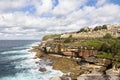 The New South Wales coastline with Waverley cemetery on the cliff, Bronte, Sydney, Australia