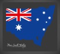 New South Wales map with Australian national flag illustration Royalty Free Stock Photo