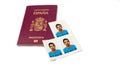 New spanish official passport for Spain and face pictures of the citizen. Personal security legal identification for the border