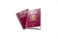 New spanish passport over old expired one, white background Royalty Free Stock Photo