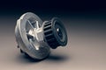 New spare part on a gradient gray background7 Internal combustion engine cooling system pump Royalty Free Stock Photo
