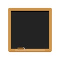 New square clean blank wooden frame blackboard with white chalk and eraser isolated on white background
