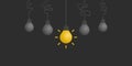 New Standout Idea, Easy Solution - Dark Light Bulbs Concept Design Template with Copy Space
