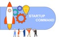 New startup implementation, new idea, startup team, startup time. Vector illustration