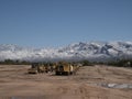 A New Subdivision under the Snow Covered Santa Catalina Mountains Royalty Free Stock Photo