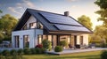 New suburban house with a photovoltaic system on the roof Royalty Free Stock Photo