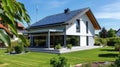 New suburban house with a photovoltaic system on the roof Royalty Free Stock Photo