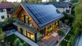 New suburban house with a photovoltaic system on the roof Royalty Free Stock Photo
