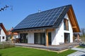 New suburban house with a photovoltaic system on the roof Royalty Free Stock Photo