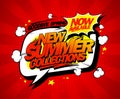 New summer collections now on, speech bubble vector poster design