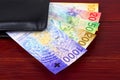 New Swiss Francs in the black wallet Royalty Free Stock Photo