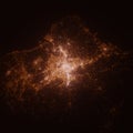 New Taipei Taiwan street lights map. Satellite view on modern city at night. Imitation of aerial view on roads network. 3d