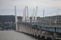 new tappan zee bridge at sunset golden hour (nyack to tarrytown) suspension bridge across the hudson river Royalty Free Stock Photo