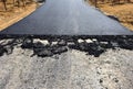 The new tarmac road in the poor mountainous areas of northern China Royalty Free Stock Photo