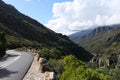 New tarmic road leading through Bainskloof Pass Mountains in Western Cape, South Africa