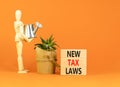 New tax laws symbol. Concept words New tax laws on wooden blocks on a beautiful orange table orange background. Businessman icon. Royalty Free Stock Photo