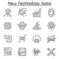 New technology icon set in thin line style Royalty Free Stock Photo