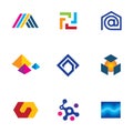 New technology innovative company app logo future network icon set