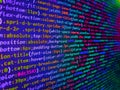 New technology revolution. Displaying program code on computer. SEO optimization. Css3 code on a colorful background. Shallow Royalty Free Stock Photo