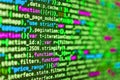 New technology revolution. Programmer Typing New Lines of HTML Code. Failure in the program, blue screen, programming. Internet Royalty Free Stock Photo