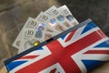 New ten pound notes in union jack purse Royalty Free Stock Photo
