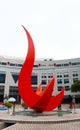 New Territories, Hong Kong - 11/20/2010 : Landmark of `Circle of time` The Red Bird Sundial Sculpture at Hong Kong University o