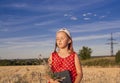 New Testament Psalms . Little girl is reading the Bible . Royalty Free Stock Photo