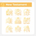 New testament scenes gradient linear vector icons set