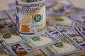 New hundred USA dollar bills Royalty Free Stock Photo