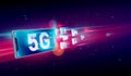 New 5th generation of internet, 5G network wireless with High speed connection online gaming, downloading, online music and movies Royalty Free Stock Photo