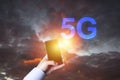 New 5th generation of internet, 5G network wireless with High speed connection online gaming, online music and movies on Royalty Free Stock Photo