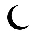 New thin moon. Half moon in night sky. Black crescent isolated on white background. Icon new moon. Simple shape outline. Silhouett Royalty Free Stock Photo