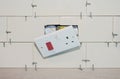 New tile installation in kitchen with electrical sockets removed Royalty Free Stock Photo