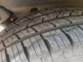 New tire on all terrain car close up shot Royalty Free Stock Photo