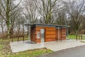 Corten steel toilet block and equipped with payment machine
