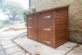 New tool shed in a garden. Royalty Free Stock Photo