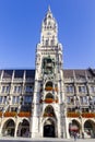 New Town Hall with clock tower on central Marienplatz square in Munich, Bavaria, Germany Royalty Free Stock Photo