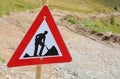 traffic sign of work in progress in an outdoor construction site during the construction of a road Royalty Free Stock Photo