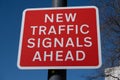 New traffic signals ahead sign Liverpool Merseyside March 2020