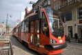 New tram in the foreground in Katowice Royalty Free Stock Photo