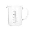 New transparent measuring cup isolated. Cooking utensil