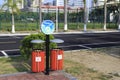 New trash containers for garbage separation Royalty Free Stock Photo