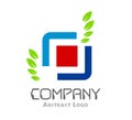 Abstract business company logo. New trendy Corporate identity design element. Camera focus , green leaf company logo icon vector